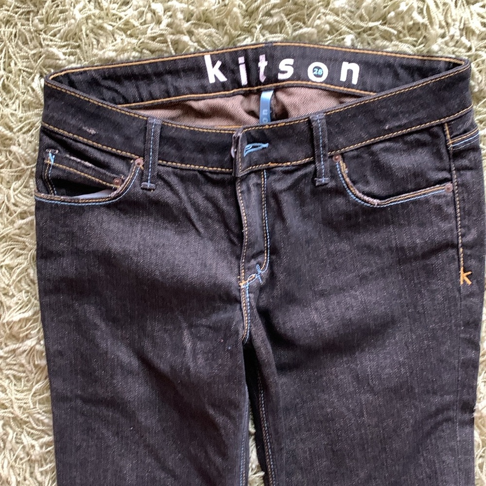Kitson size 28 long slight Flare dark jeans made in USA K001DAI Rock Me Asphalt